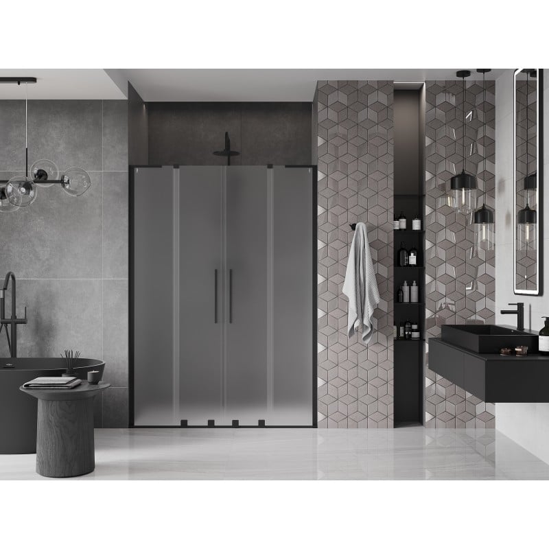 Mexen Velar L Duo Duschschiebetür 140 cm, matt, schwarz - 871-140-003-32-70
