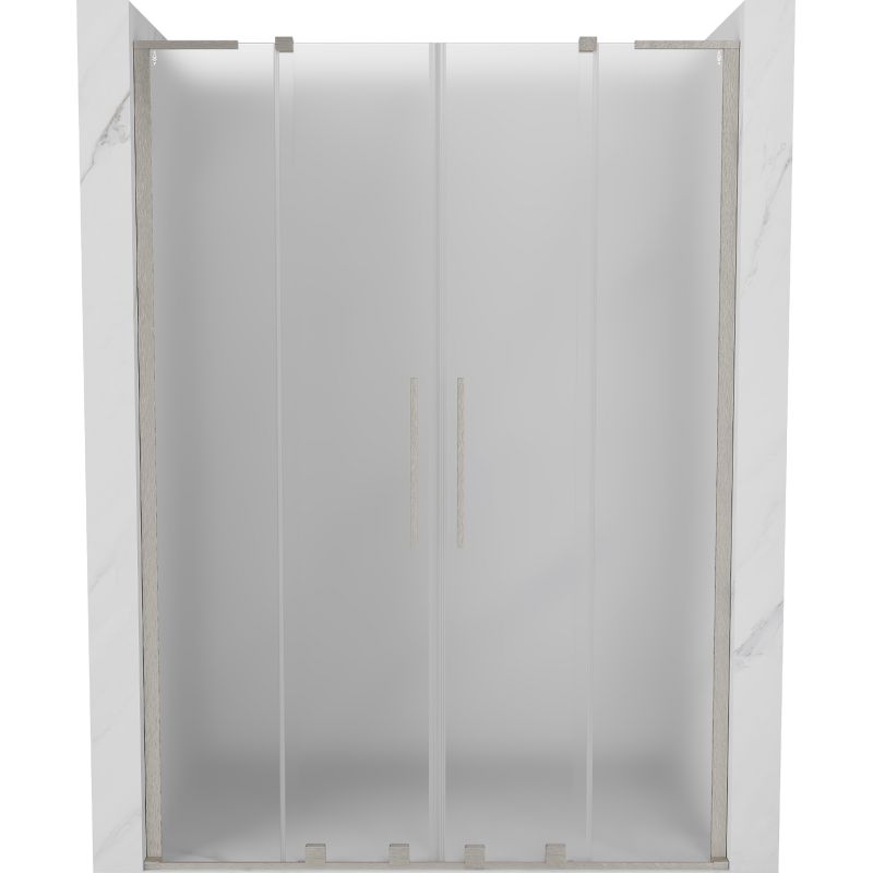 Mexen Velar L Duo Schiebetür-Duschkabine 140 cm, satiniert, gebürsteter Nickel - 871-140-003-32-97
