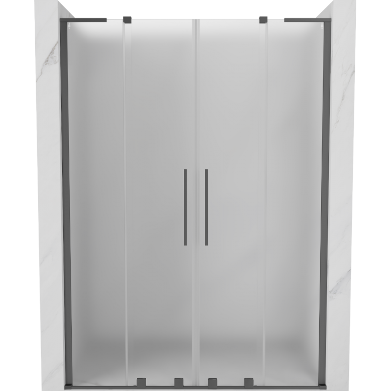 Mexen Velar L Duo Duschschiebetür 160 cm, mattiert, Gun Metal - 871-160-003-32-95
