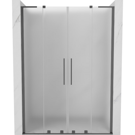 Mexen Velar L Duo Duschschiebetür 160 cm, mattiert, Gun Metal - 871-160-003-32-95
