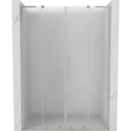 Mexen Velar L Duo Schiebeduschtüren 150 cm, Mattglas, Gebürsteter Nickel - 871-150-003-32-97