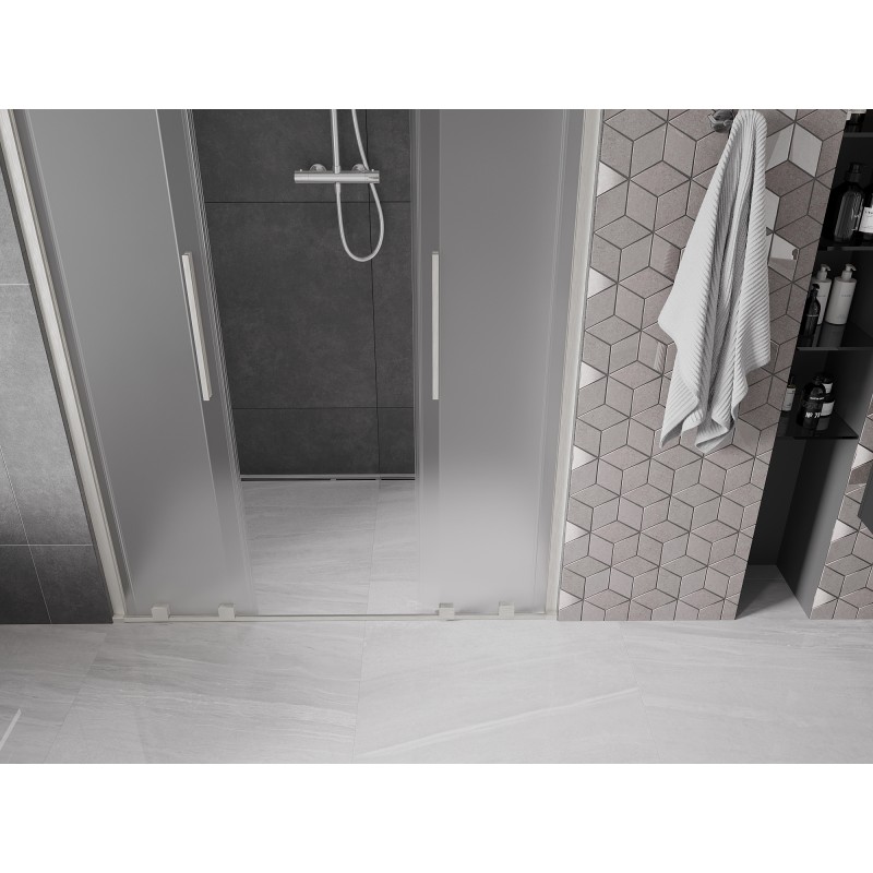 Mexen Velar L Duo Schiebeduschtüren 150 cm, Mattglas, Gebürsteter Nickel - 871-150-003-32-97
