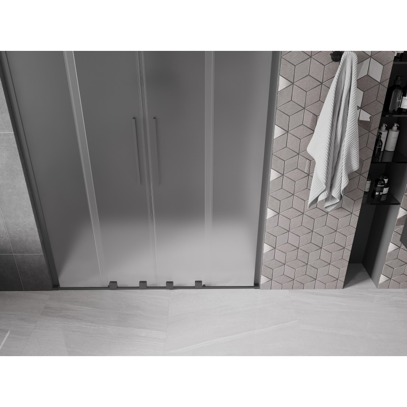Mexen Velar L Duo Duschschiebetür 160 cm, mattiert, Gun Metal - 871-160-003-32-95