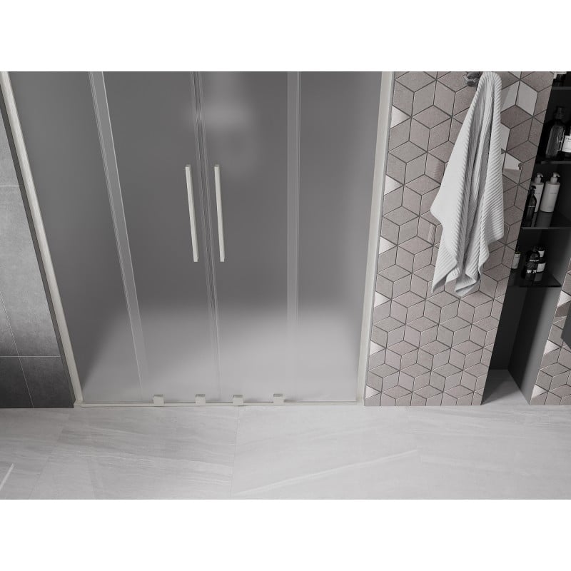 Mexen Velar L Duo Schiebetür-Duschkabine 140 cm, satiniert, gebürsteter Nickel - 871-140-003-32-97