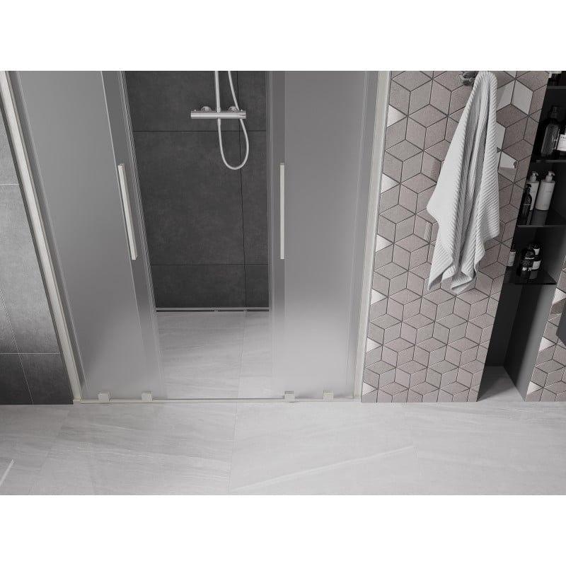 Mexen Velar L Duo Schiebetür 160 cm, Mattglas, Gebürstetes Nickel - 871-160-003-32-97
