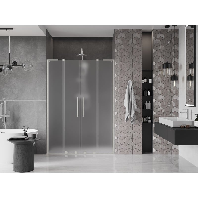 Mexen Velar L Duo Schiebetür 160 cm, Mattglas, Gebürstetes Nickel - 871-160-003-32-97