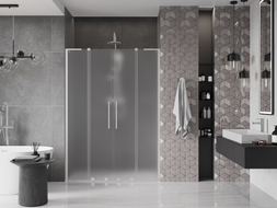 Mexen Velar L Duo Schiebetür 160 cm, Mattglas, Gebürstetes Nickel - 871-160-003-32-97