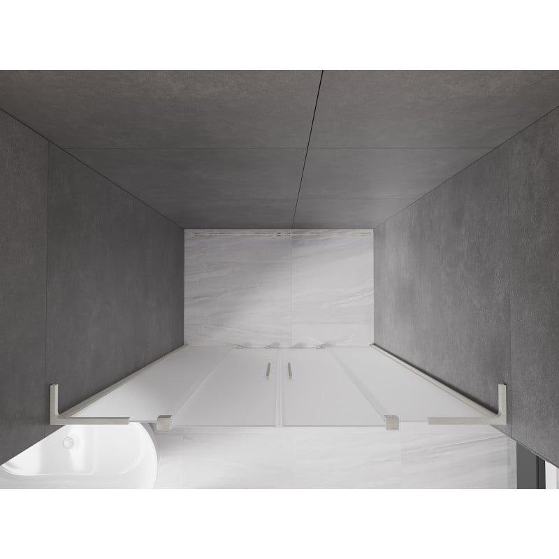 Mexen Velar L Duo Schiebeduschtüren 150 cm, Mattglas, Gebürsteter Nickel - 871-150-003-32-97