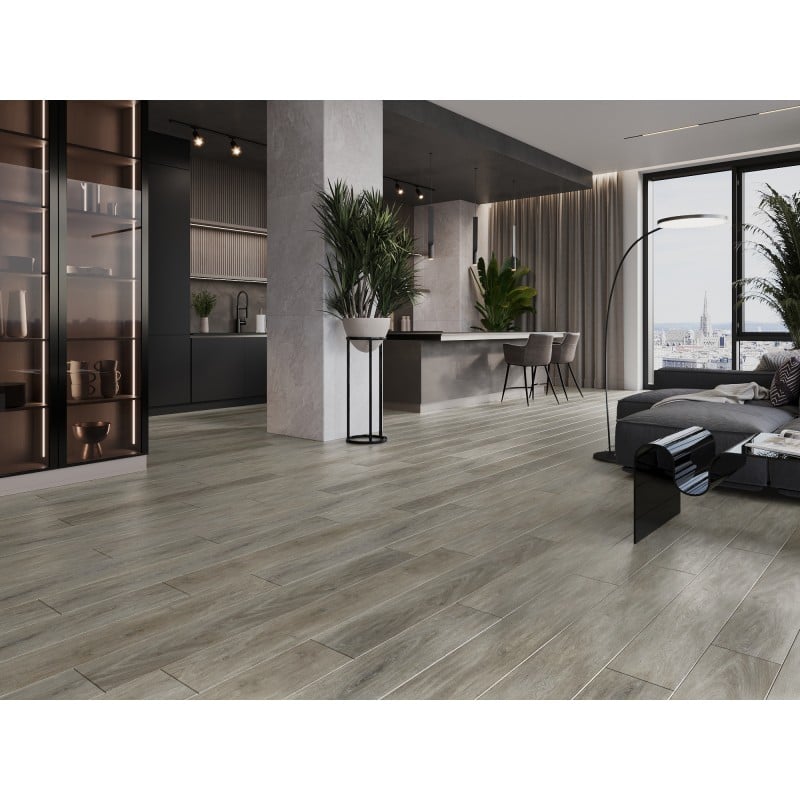 Mexen La Porte Muster von SPC-Vinylpaneelen 6,5 mm, IXPE-Unterlage 1,5 mm, 4 V-Fuge, Eiche - F1026-S