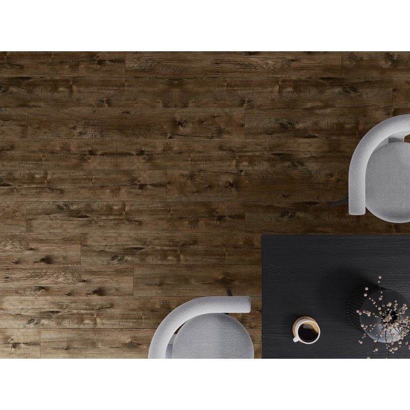 Mexen Orange Beach Muster von SPC-Vinylpaneelen 6,5 mm, IXPE-Unterlage 1,5 mm, 4 V-Fuge, Nussbaum - F1028-S