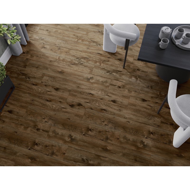Mexen Orange Beach Muster von SPC-Vinylpaneelen 6,5 mm, IXPE-Unterlage 1,5 mm, 4 V-Fuge, Nussbaum - F1028-S
