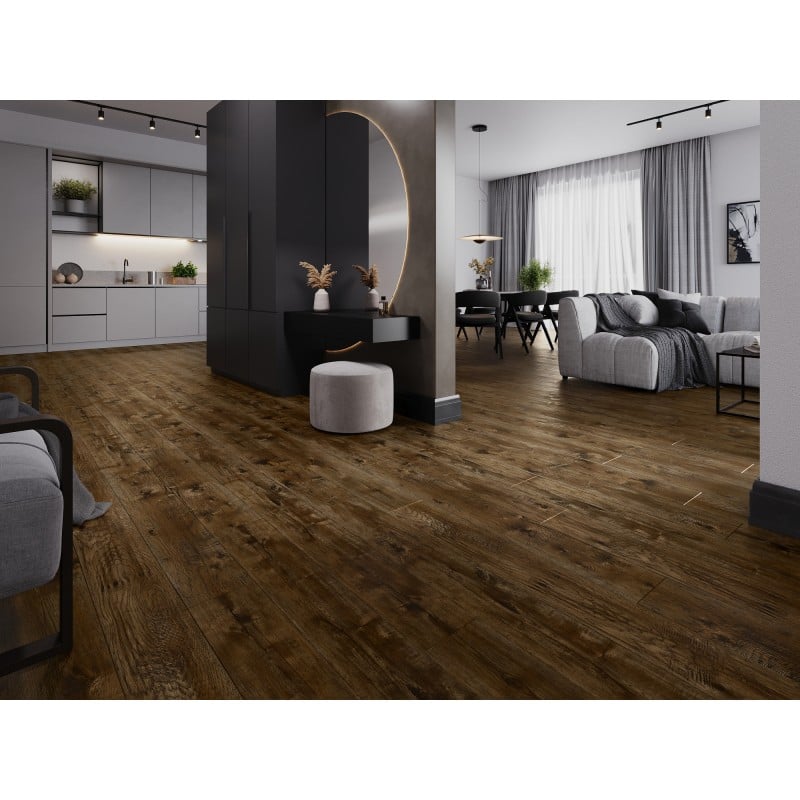 Mexen Mount Vernon Muster von SPC-Vinylpaneelen 6,5 mm, IXPE-Unterlage 1,5 mm, 4 V-Fuge, Nussbaum - F1029-S