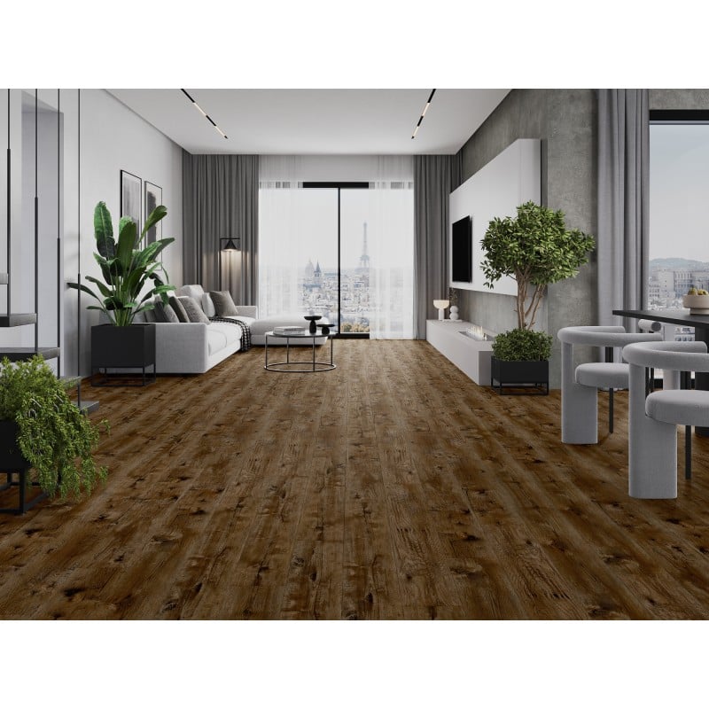Mexen Mount Vernon Muster von SPC-Vinylpaneelen 6,5 mm, IXPE-Unterlage 1,5 mm, 4 V-Fuge, Nussbaum - F1029-S