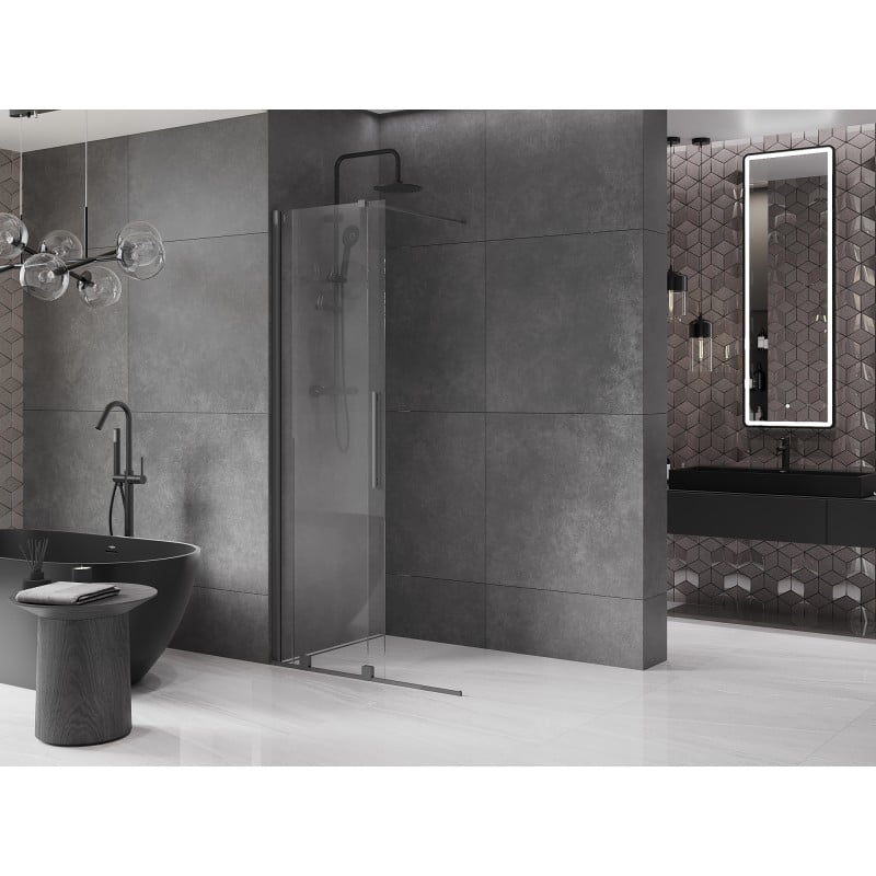 Mexen Velar Duschwand verschiebbar Walk-in 70 x 200 cm, transparent 8 mm, Gun Metal - 871-070-000-03-95