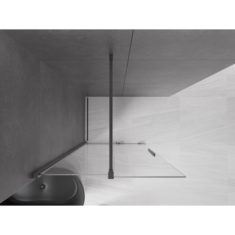 Mexen Velar Duschwand verschiebbar Walk-in 70 x 200 cm, transparent 8 mm, Gun Metal - 871-070-000-03-95