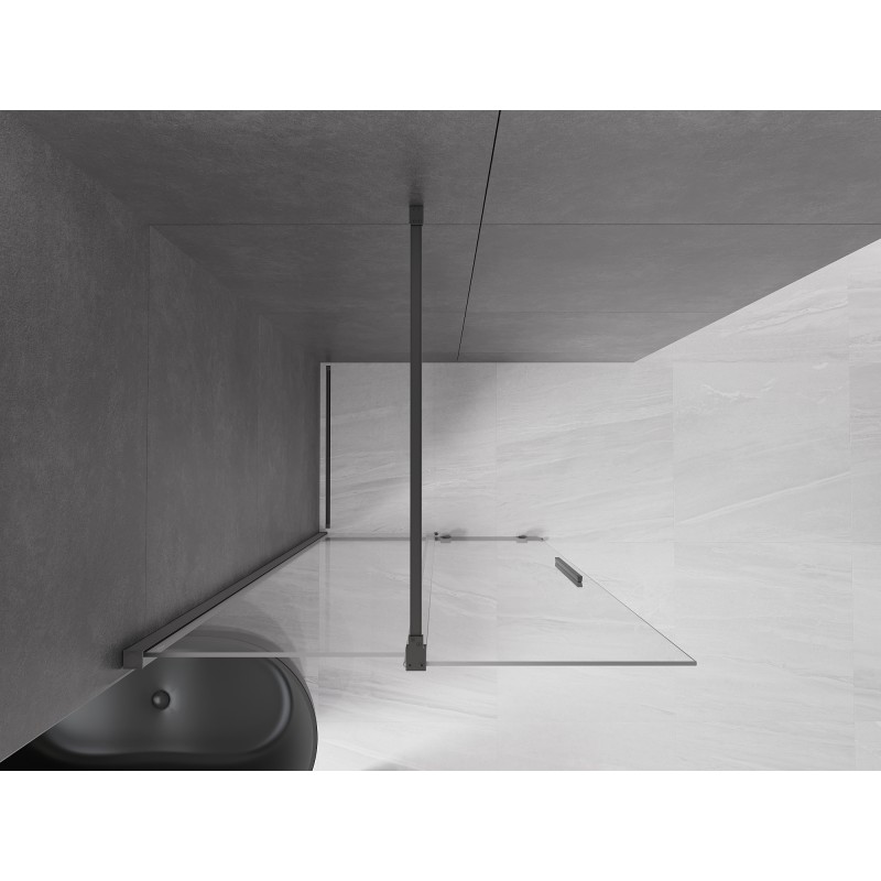 Mexen Velar Schiebetür-Duschwand Walk-in 80 x 200 cm, transparent 8 mm, Gun Metal - 871-080-000-03-95