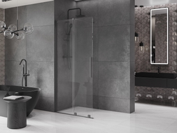 Mexen Velar Schiebbare Duschwand Walk-in 90 x 200 cm, transparent 8 mm, Gun Metal - 871-090-000-03-95