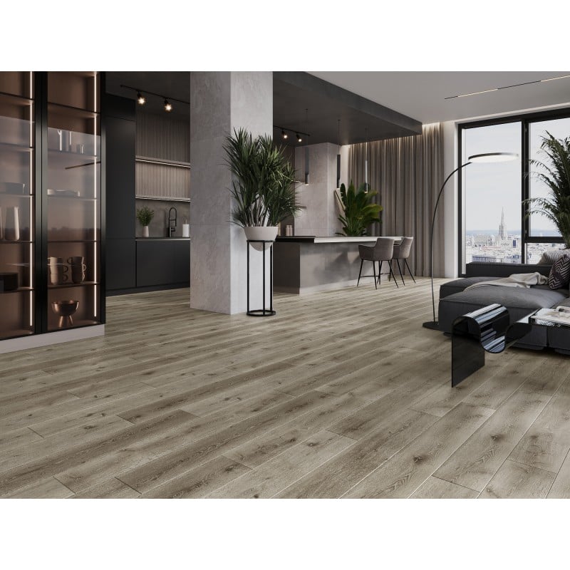 Mexen Kansas Probe von SPC Vinylpaneelen 6,5 mm, IXPE Unterlage 1,5 mm, 4 V-Fuge, Eiche - F1032-S