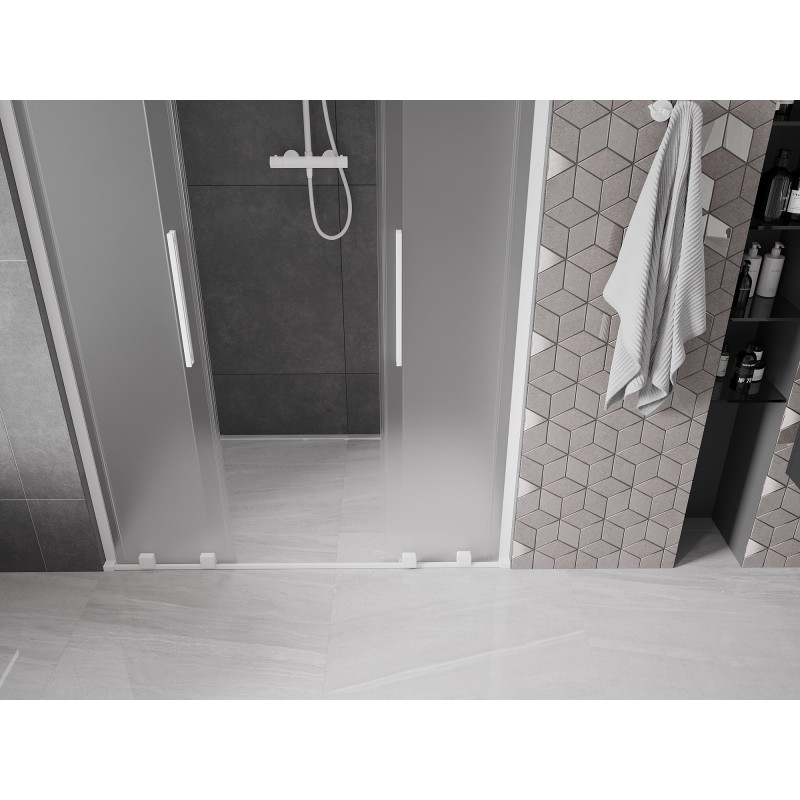 Mexen Velar L Duo Schiebetüren für die Dusche 140 cm, mattiert, weiß - 871-140-003-32-20