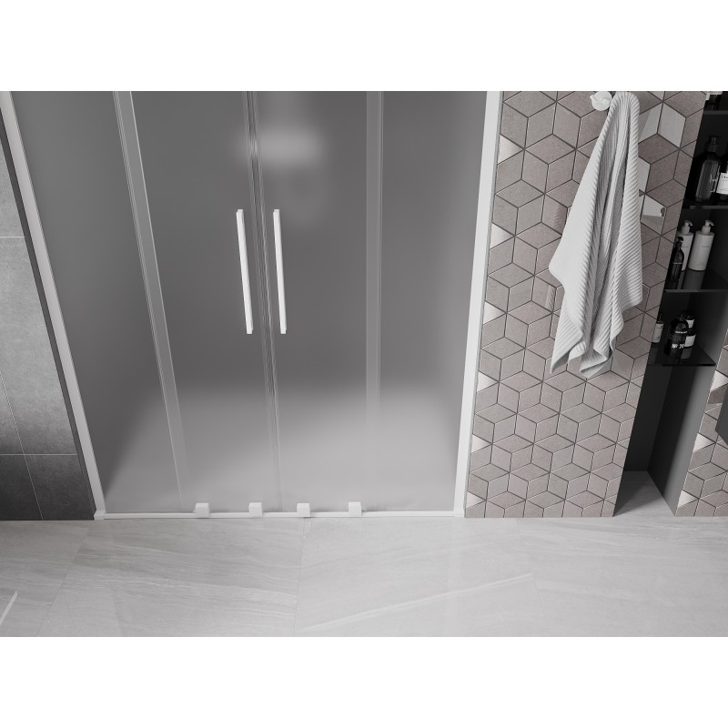 Mexen Velar L Duo Schiebetüren für die Dusche 140 cm, mattiert, weiß - 871-140-003-32-20
