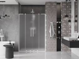 Mexen Velar L Duo Schiebetüren für die Dusche 140 cm, mattiert, weiß - 871-140-003-32-20