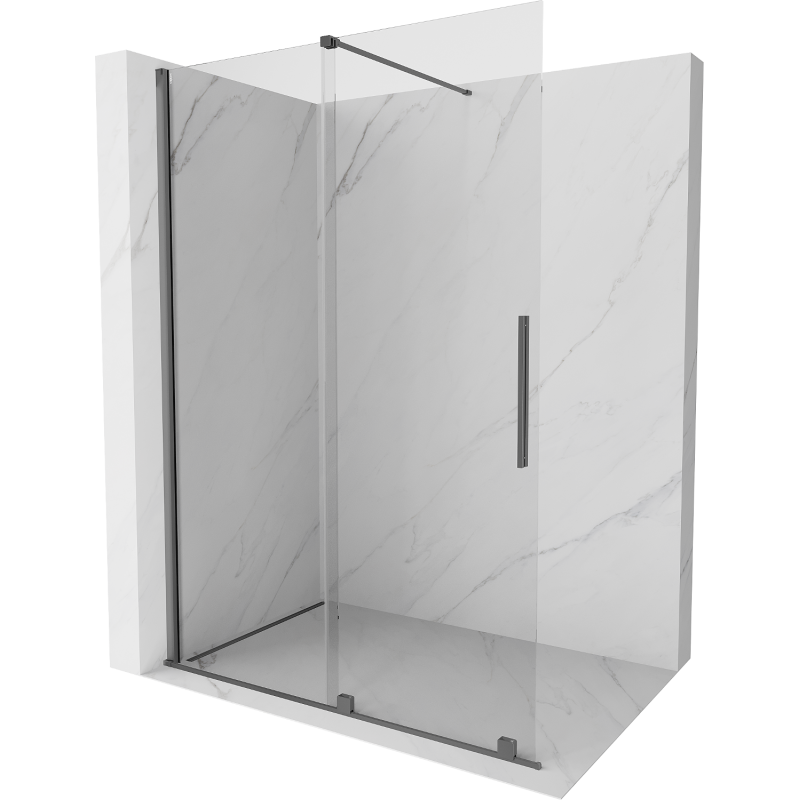 Mexen Velar Schiebbare Duschwand Walk-in 130 x 200 cm, transparent 8 mm, Gun Metal - 871-130-000-03-95
