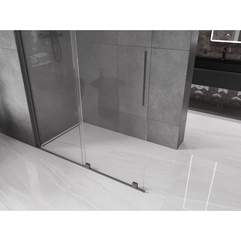Mexen Velar Schiebbare Duschwand Walk-in 130 x 200 cm, transparent 8 mm, Gun Metal - 871-130-000-03-95