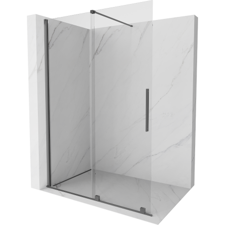 Mexen Velar Schiebetür-Duschwand Walk-in 140 x 200 cm, transparent 8 mm, Gun Metal - 871-140-000-03-95