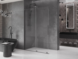 Mexen Velar Schiebetür-Duschwand Walk-in 140 x 200 cm, transparent 8 mm, Gun Metal - 871-140-000-03-95
