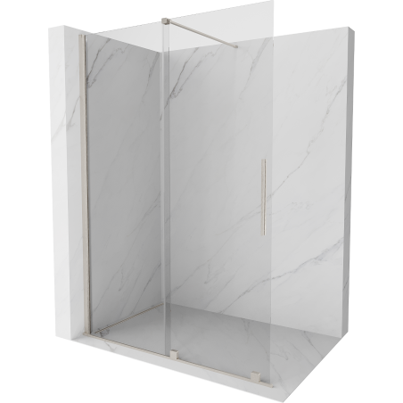 Mexen Velar Schiebetrennwand Walk-in 140 x 200 cm, transparent 8 mm, gebürsteter Nickel - 871-140-000-03-97