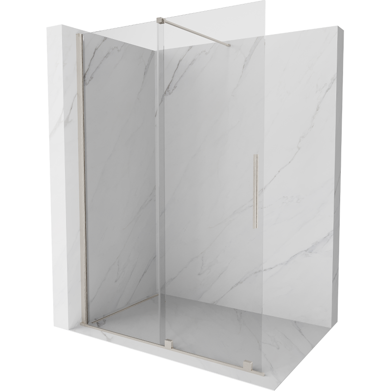 Mexen Velar Schiebeduschwand Walk-in 150 x 200 cm, transparent 8 mm, gebürstetes Nickel - 871-150-000-03-97