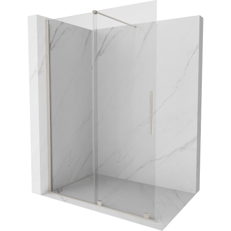 Mexen Velar Schiebeduschwand Walk-in 150 x 200 cm, transparent 8 mm, gebürstetes Nickel - 871-150-000-03-97