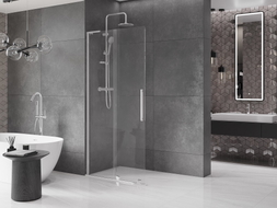 Mexen Velar L Duschwand Schiebetür Walk-in 100 x 200 cm, transparent 8 mm, Chrom - 871-100-003-03-01