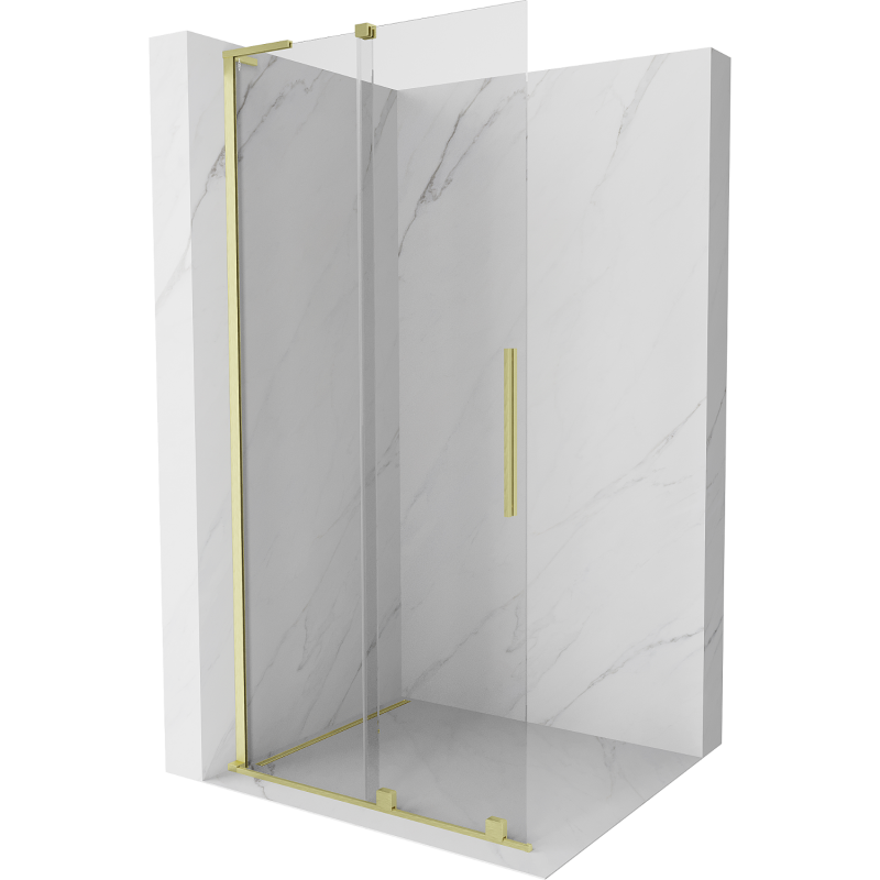 Mexen Velar L Schiebetür-Duschwand Walk-in 100 x 200 cm, transparent 8 mm, gold gebürstet - 871-100-003-03-55