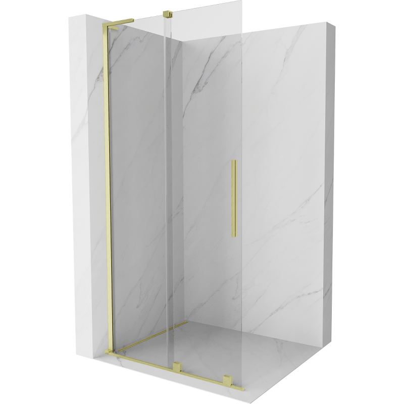 Mexen Velar L Schiebewand für begehbare Dusche 110 x 200 cm, transparent 8 mm, gold gebürstet - 871-110-003-03-55