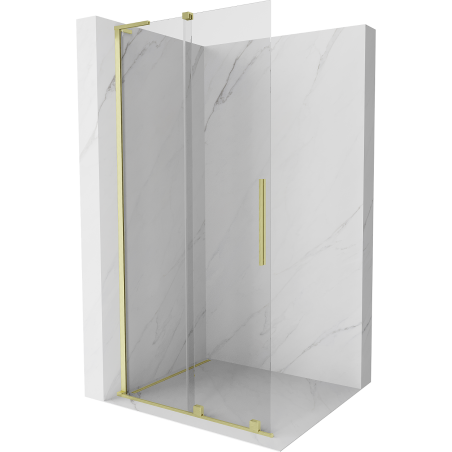 Mexen Velar L Schiebewand für begehbare Dusche 110 x 200 cm, transparent 8 mm, gold gebürstet - 871-110-003-03-55
