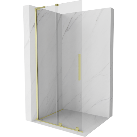 Mexen Velar L Schiebetür-Duschwand Walk-in 120 x 200 cm, transparent 8 mm, gebürstetes Gold - 871-120-003-03-55