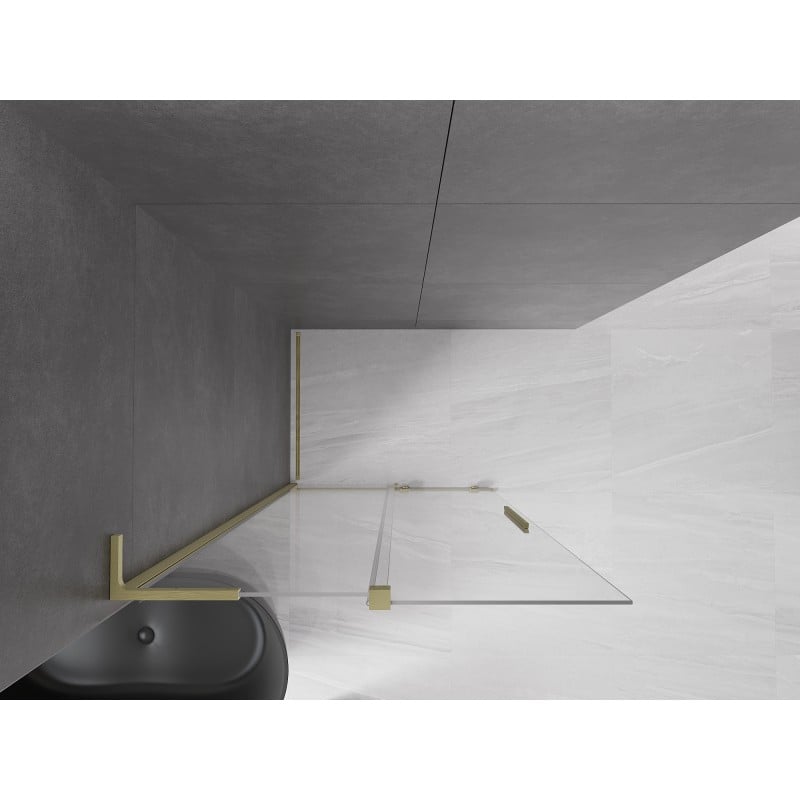 Mexen Velar L Schiebetür-Duschwand Walk-in 100 x 200 cm, transparent 8 mm, gold gebürstet - 871-100-003-03-55