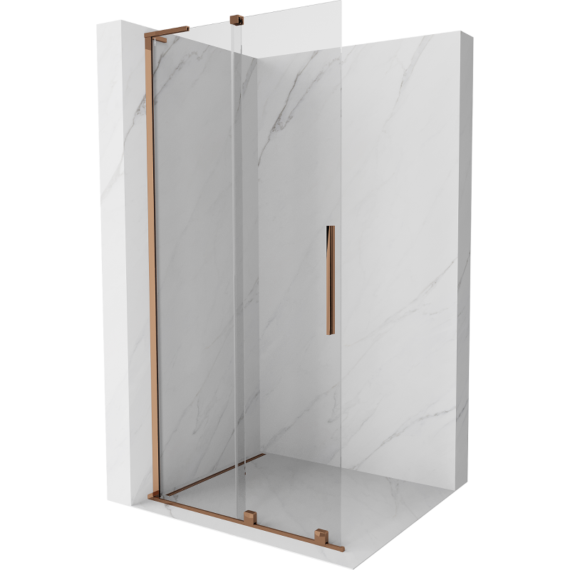Mexen Velar L Schiebetür-Duschwand Walk-in 90 x 200 cm, transparent 8 mm, Roségold - 871-090-003-03-60