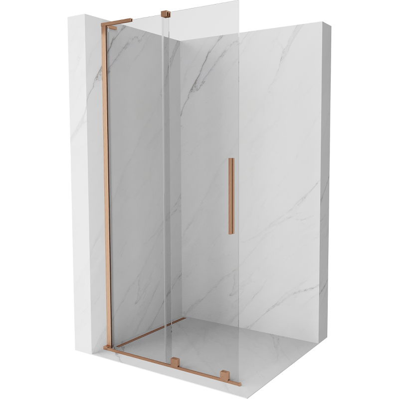 Mexen Velar L Duschwand zum Schieben Walk-in 90 x 200 cm, transparent 8 mm, gebürstetes Kupfer - 871-090-003-03-65