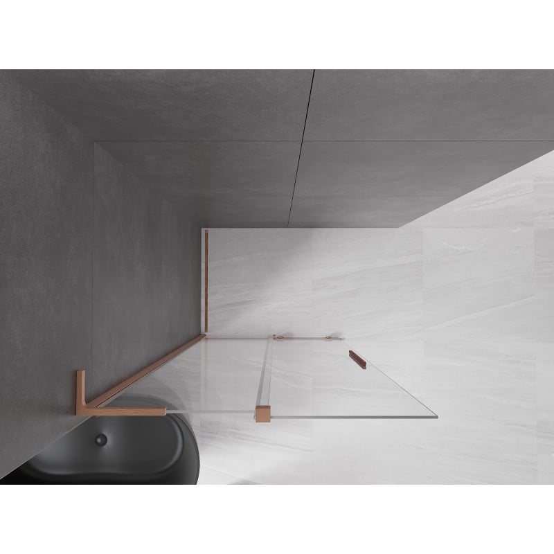 Mexen Velar L Schiebedusche Walk-in 100 x 200 cm, transparent 8 mm, gebürstetes Kupfer - 871-100-003-03-65