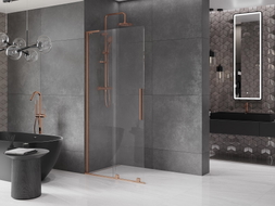 Mexen Velar L Schiebeduschwand Walk-in 120 x 200 cm, transparent 8 mm, gebürstetes Kupfer - 871-120-003-03-65