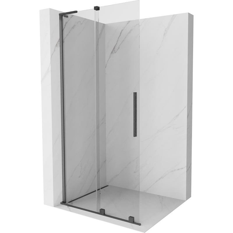 Mexen Velar L Schiebbare Duschwand Walk-in 120 x 200 cm, transparent 8 mm, gebürstet Waffengrau - 871-120-003-03-66