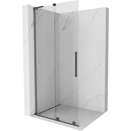 Mexen Velar L Schiebbare Duschwand Walk-in 120 x 200 cm, transparent 8 mm, gebürstet Waffengrau - 871-120-003-03-66