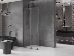Mexen Velar L Schiebbare Duschwand Walk-in 120 x 200 cm, transparent 8 mm, gebürstet Waffengrau - 871-120-003-03-66