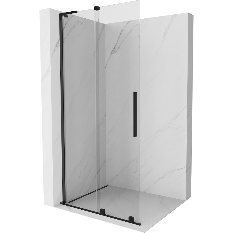 Mexen Velar L Duschwand Walk-in 100 x 200 cm, transparent 8 mm, schwarz - 871-100-003-03-70