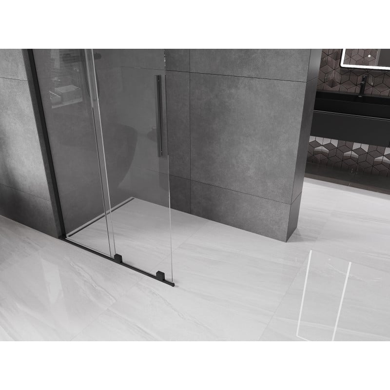 Mexen Velar L Duschwand Walk-in 100 x 200 cm, transparent 8 mm, schwarz - 871-100-003-03-70