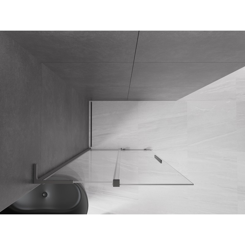 Mexen Velar L Duschwand zum Verschieben Walk-in 90 x 200 cm, transparent 8 mm, Gun Metal - 871-090-003-03-95
