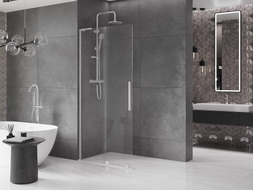 Mexen Velar L Walk-in-Duschwand Schiebetür 90 x 200 cm, transparent 8 mm, gebürsteter Nickel - 871-090-003-03-97