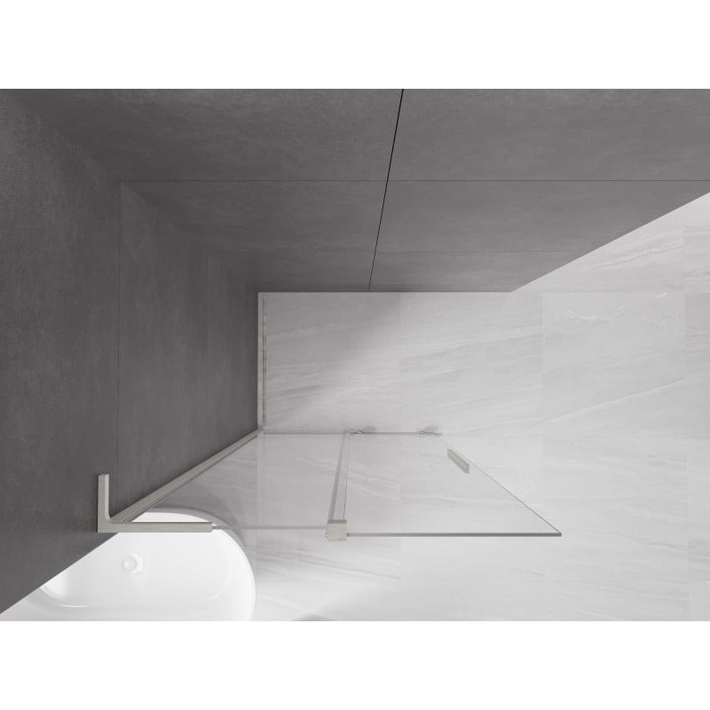 Mexen Velar L Walk-In-Duschwand verschiebbar 100 x 200 cm, transparent 8 mm, gebürstetes Nickel - 871-100-003-03-97